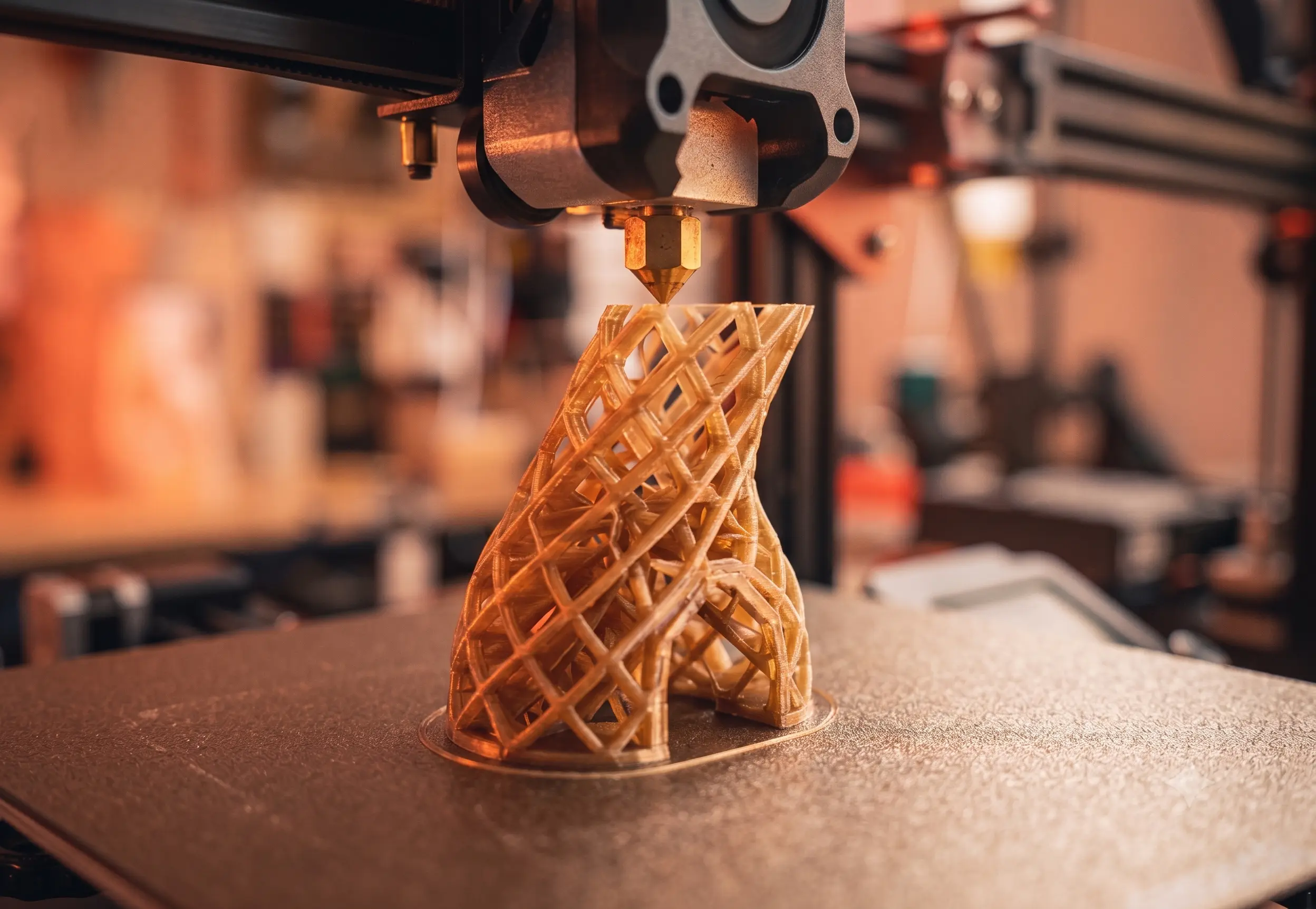 A 3D printer building a part layer by layer