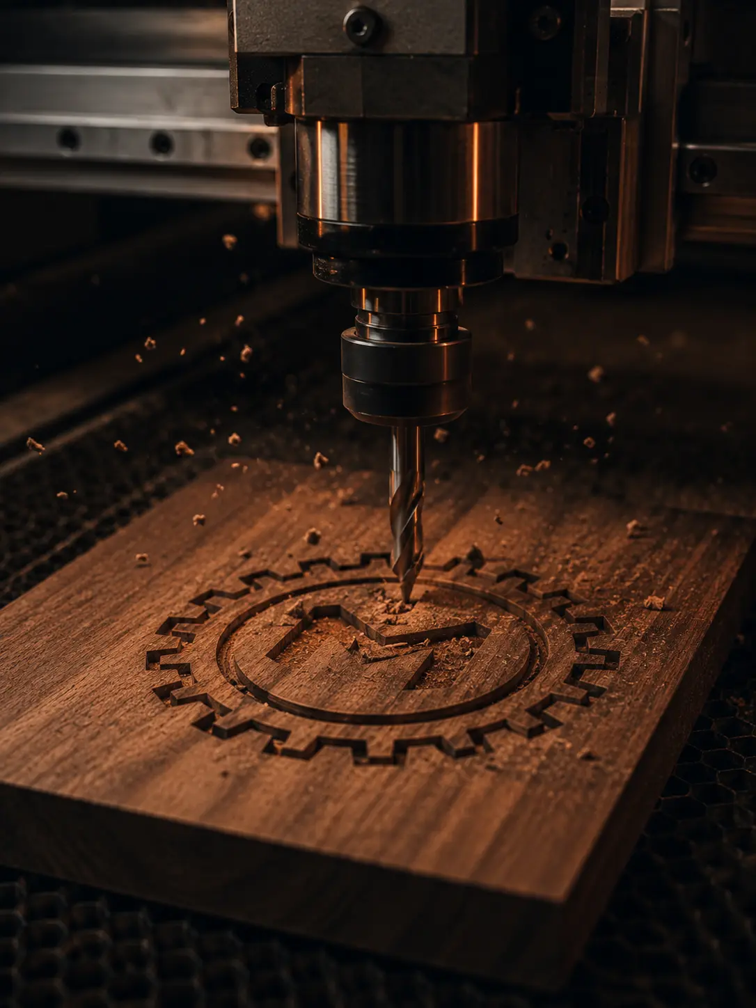 A CNC bit carving solid stock